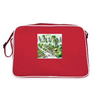 Watercolor Eco City - Retro Bag - red/white - Back