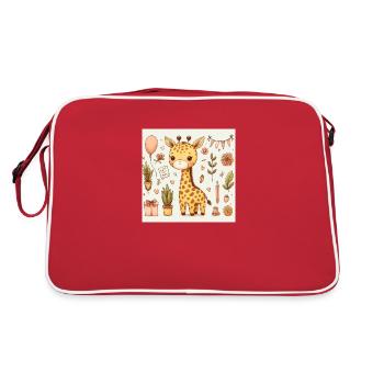 Giraffe Birthday - Retro Tasche - Rot/Weiß - Hinten