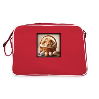 Un lapin mignon dans un panier - Sac Retro - rouge/blanc - Dos