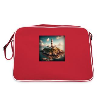 Un phare sur une île isolée - Sac Retro - rouge/blanc - Dos