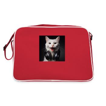 Musik Katze 4 - Retro Tasche - Rot/Weiß - Hinten