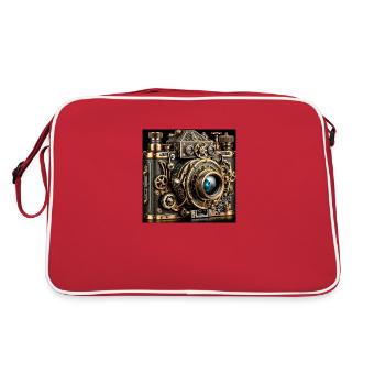 Steampunk Kamera - Retro Tasche - Rot/Weiß - Hinten