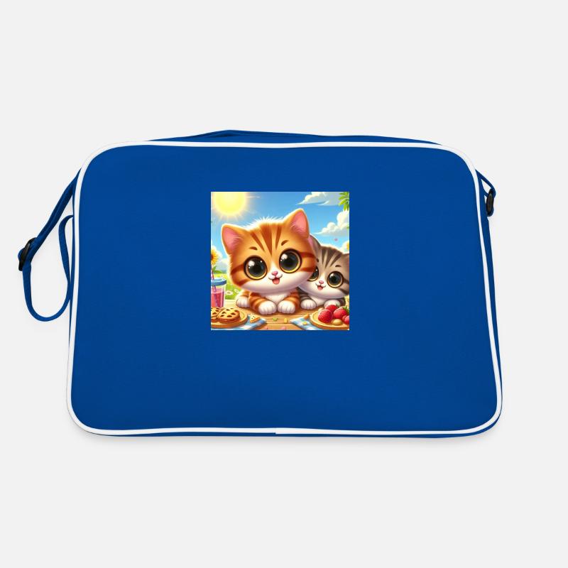 2 Cute summer kittens at the table while eating Retro Bag