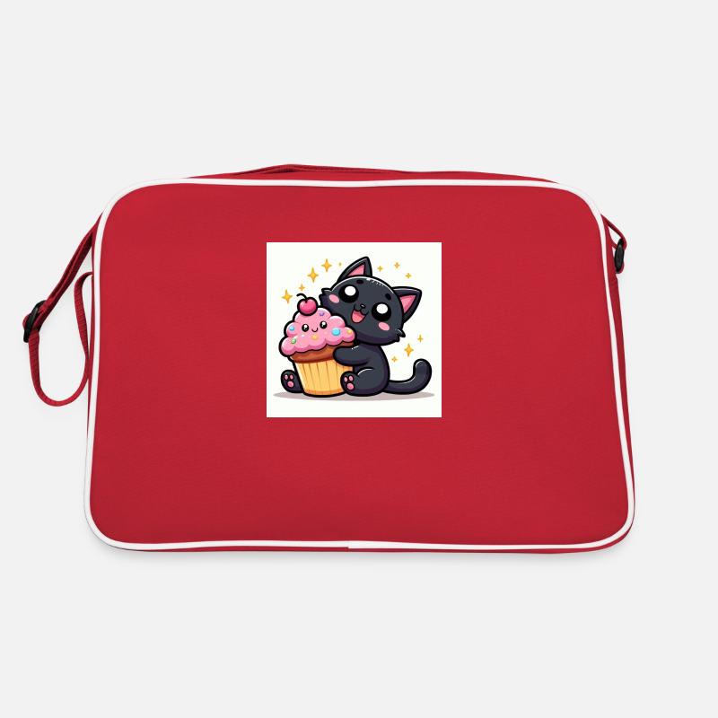 Sweet Kitty Schwarz mit einem Cupcake Retro Tasche