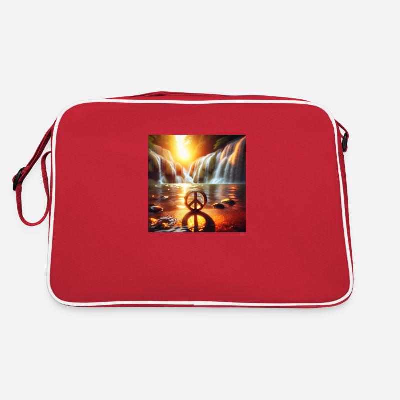 Peac Zeichen - Retro Tasche - Rot/Weiß