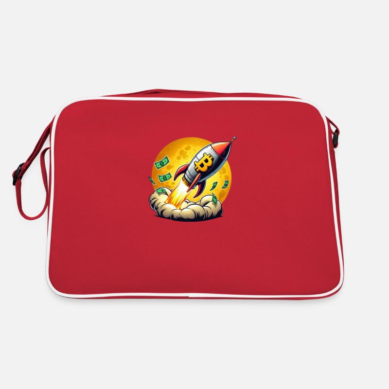 Le bitcoin s’envole vers la lune - Sac Retro - rouge/blanc