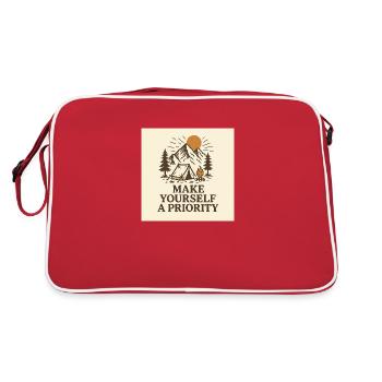 MAKE YOURSELF A PRIORITY - Retro Tasche - Rot/Weiß - Hinten