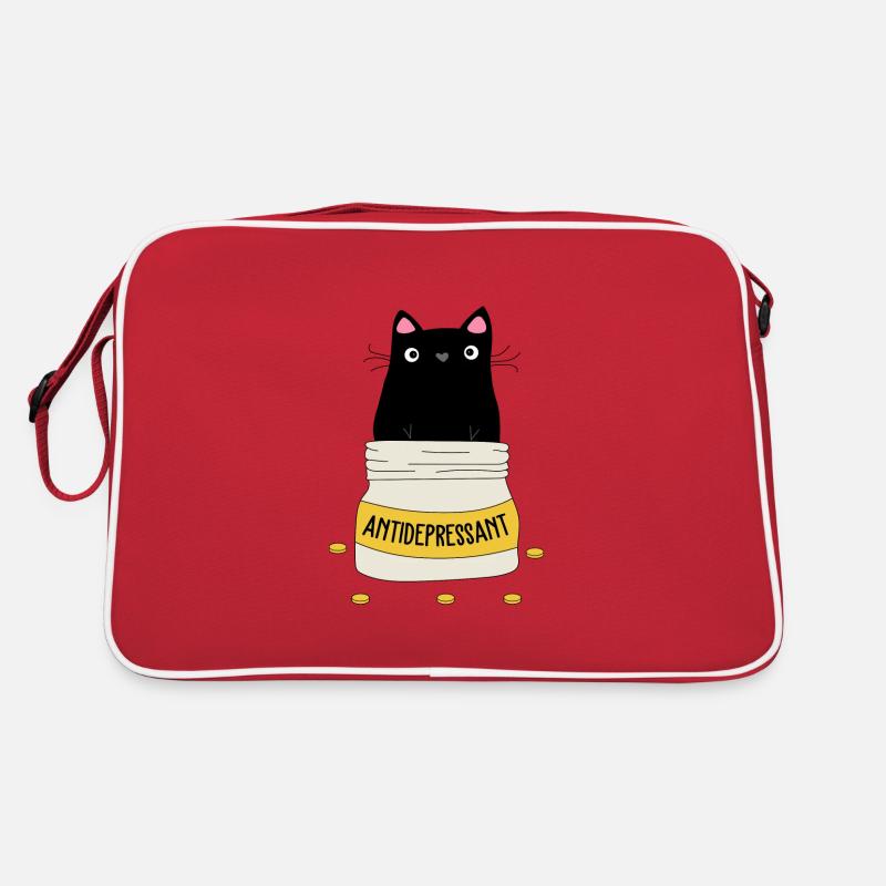 Antidepressant Cat Cat Lover Pets - Retro Bag - red/white