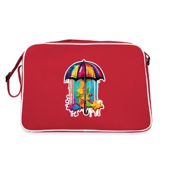 Umbrella / Weather / Precipitation / Raindrops - Retro Bag - red/white - Back