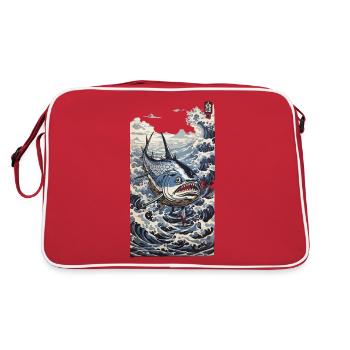Ukiyo-E Thon Vague Japon Pêche Art Design - Sac Retro - rouge/blanc - Dos