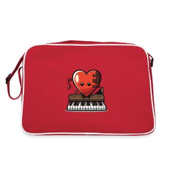 Piano Heart: A Melodic Symphony of Love - Retro Bag - red/white - Back