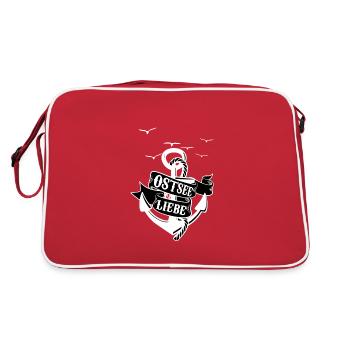 Ostsee Anker maritim - Retro Tasche - Rot/Weiß - Hinten