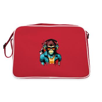 Monkey Sunglasses Headphones Music Gamer Gaming - Retro Bag - red/white - Back
