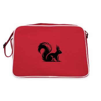 Wildes putziges Eichhörnchen Kinder Zeichnung - Retro Tasche - Rot/Weiß - Hinten