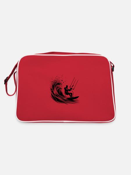 Sturm Wellen Reiter - Kite Surfing Splash Sport - Retro Tasche - Rot/Weiß - Hinten
