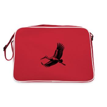 Élégant oiseau cigogne en vol - Sac Retro - rouge/blanc - Dos