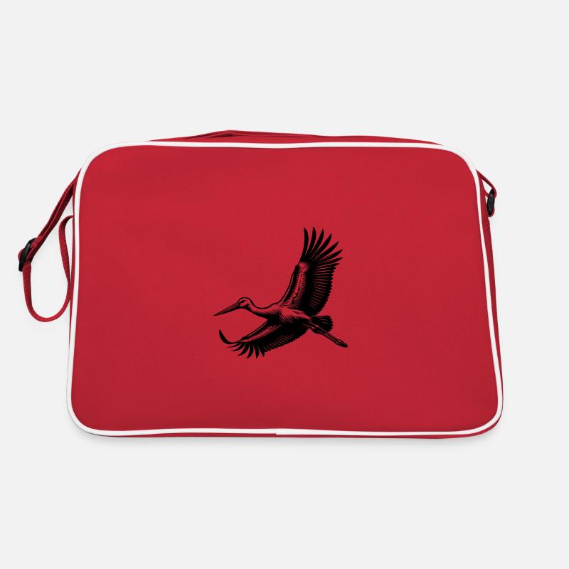 Elegant stork bird in flight Retro Bag