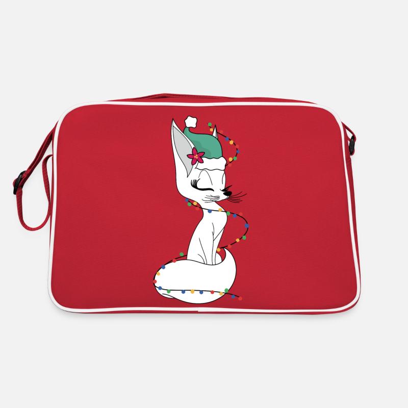 Winter White Fox hat angepasst - Retro Tasche - Rot/Weiß
