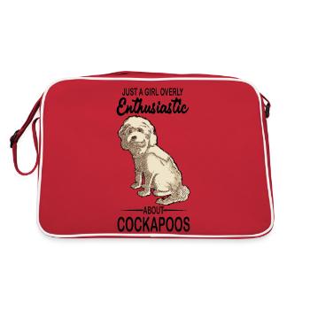 Cockapoo Hunde Liebhaber | Hunderasse Geschenkidee - Retro Tasche - Rot/Weiß - Hinten