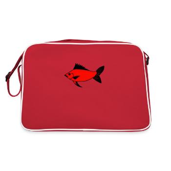 Expressionist Red Drummer Fish (Redfish) - Retro Bag - red/white - Back