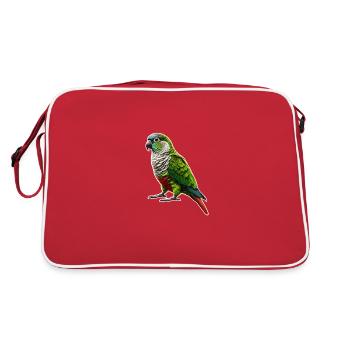 Green Cheeked Conure Drawing Conure Parrot - Retro Bag - red/white - Back