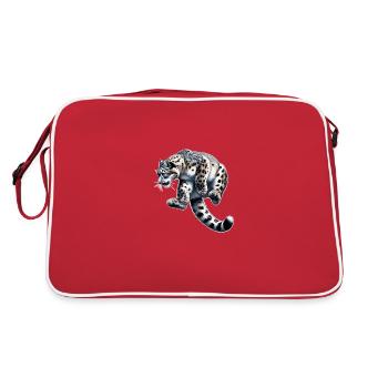 Schneeleopard Leopard Weißer Leopard - Retro Tasche - Rot/Weiß - Hinten