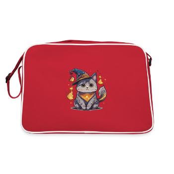 Katzen-Zauberer - Retro Tasche - Rot/Weiß - Hinten