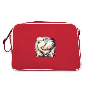 Silkie Chicken Fluffy Chicken Silkies - Retro Bag - red/white - Back