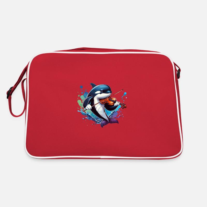 Orca playing violin Retro Bag