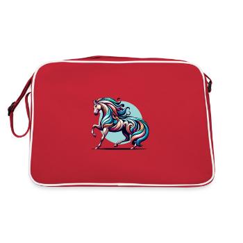 Colourful Horse Art - Retro Bag - red/white - Back