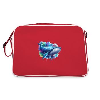 Blue Whale Colourful background - Retro Bag - red/white - Back
