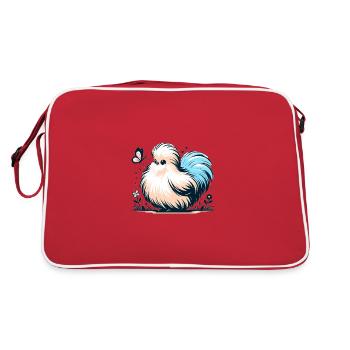 Silkie Chicken Fluffy Chicken Silkies - Retro Bag - red/white - Back