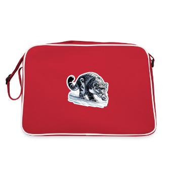 Schneeleopard Leopard Weißer Leopard - Retro Tasche - Rot/Weiß - Hinten