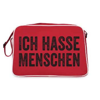 Ich hasse Menschen - Retro Tasche - Rot/Weiß - Hinten