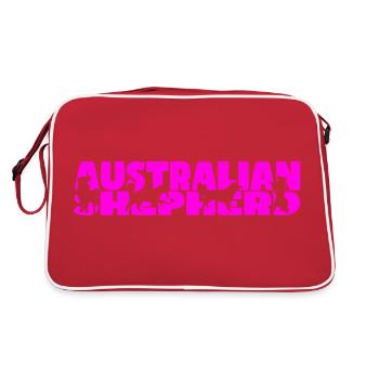 Australian Shepherd BUMPER STICKER pink - Retro Bag - red/white - Back
