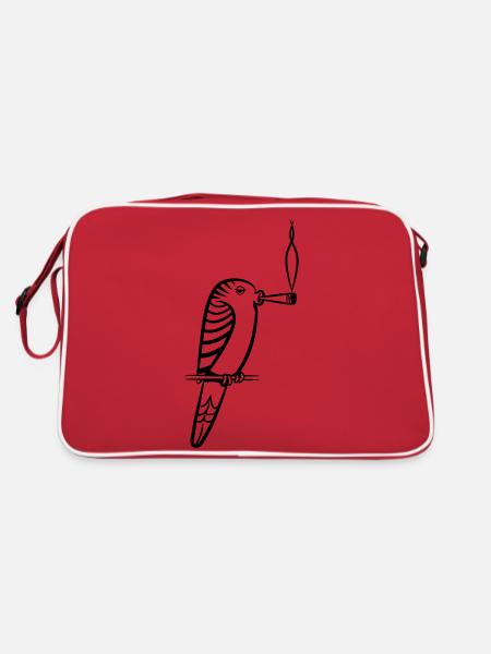 wellensittich joint kiffen - Retro Bag - red/white - Back