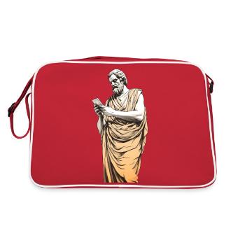 Philosophe grec avec smartphone - Sac Retro - rouge/blanc - Dos