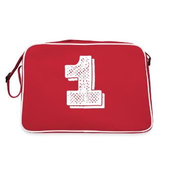 Nummer 1- 1. Jahrestag - Retro Tasche - Rot/Weiß - Hinten