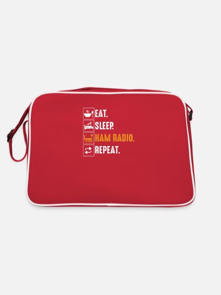 Funkamateur - Contest KLeidung - Retro Tasche - Rot/Weiß - Hinten