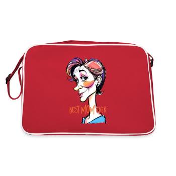 Caricature d’une femme - Meilleure maman de tous les temps 3 - Sac Retro - rouge/blanc - Dos