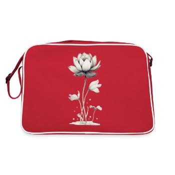 Lotus Blossom Water Lily - Retro Bag - red/white - Back