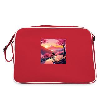 Saison des fleurs de cerisier - Randonnée à vélo - Sac Retro - rouge/blanc - Dos