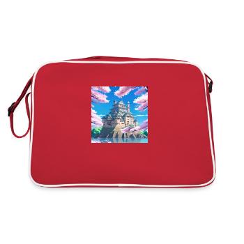 Japanese Castle surrounded by Cherry Blossom Trees - Retro Bag - red/white - Back