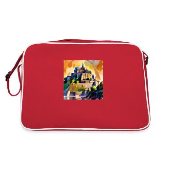 Mont Saint Michel - Watercolor - Retro Bag - red/white - Back