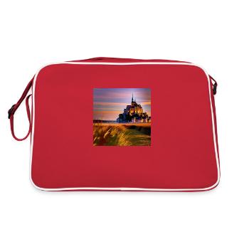 Mont Saint Michel, France - Retro Bag - red/white - Back