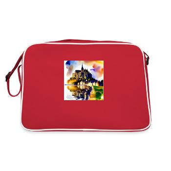 Mont Saint Michel, France - Retro Bag - red/white - Back