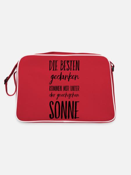 Lustiger Griechischer Spruch Griechenland Geschenk - Retro Tasche - Rot/Weiß - Hinten