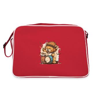 Rhythmus des Löwen - Retro Tasche - Rot/Weiß - Hinten