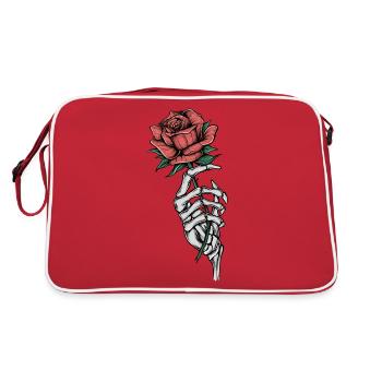 Bone hand with rose - Retro Bag - red/white - Back