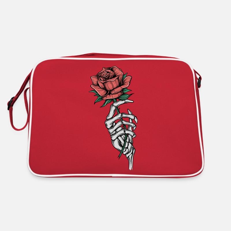 Bone hand with rose - Retro Bag - red/white